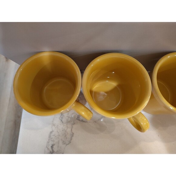 Set of 4 Fiesta Fiestaware HLC Sunflower Yellow Mug Tom Jerry Ring Handle - Picture 3 of 5